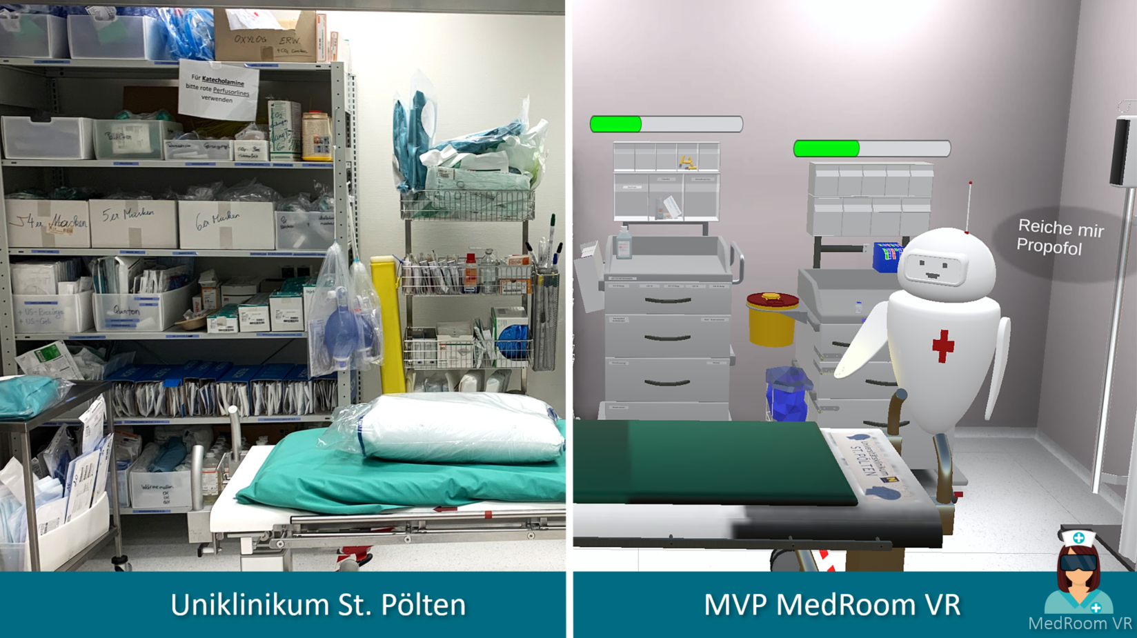 Side-by-Side vergleich echter Raum mit virtuellem